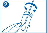 2. Introduceți tamponul în tubul de prelevare